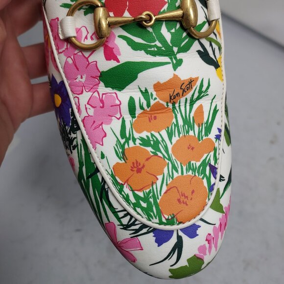 Gucci X KEN SCOTT Jordaan Floral White Horsebit Loafer Shoe - Picture 10 of 11